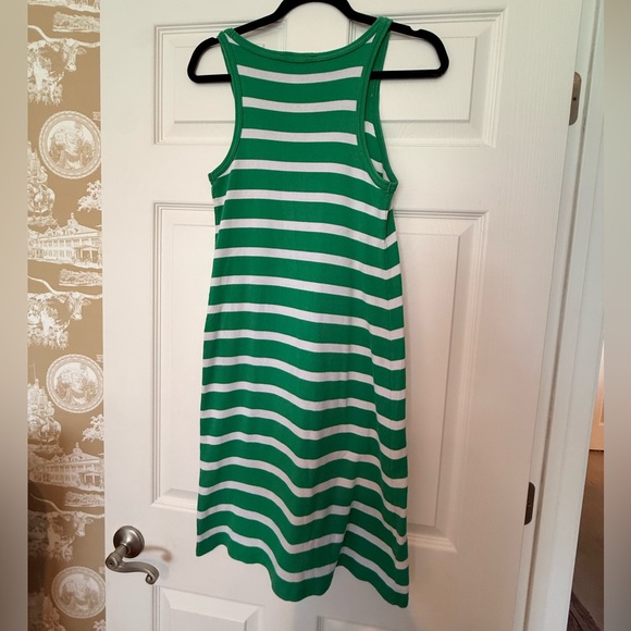 Ralph Lauren Sport Green White Striped Tank Dress Medium Cotton Casual Summer - Picture 6 of 9